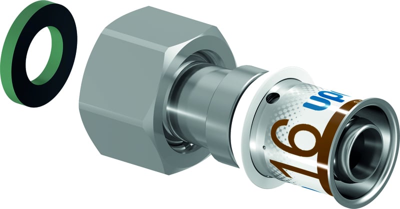 Komposiittiputket ja -osat Puristusliitin S-Press PLUS 16-G3/4" pyör. mutt. MS
