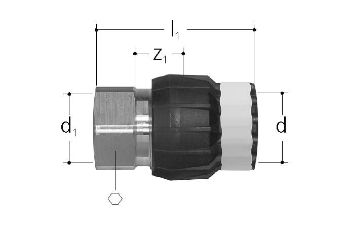 1 - Komposiittiputket ja -osat Muunnosliitin Sanipex MT 26x1/2" SK Pronssi/Muovi