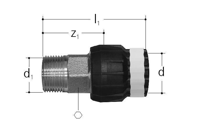 1 - Komposiittiputket ja -osat Sovitin Sanipex MT 20x1/2" UK