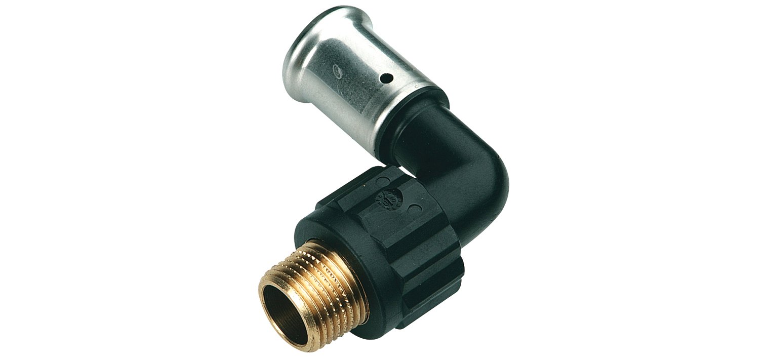 1 - Komposiittiputket ja -osat Puristuskulma 90° Henco PVDF 20mm x 1/2" UK