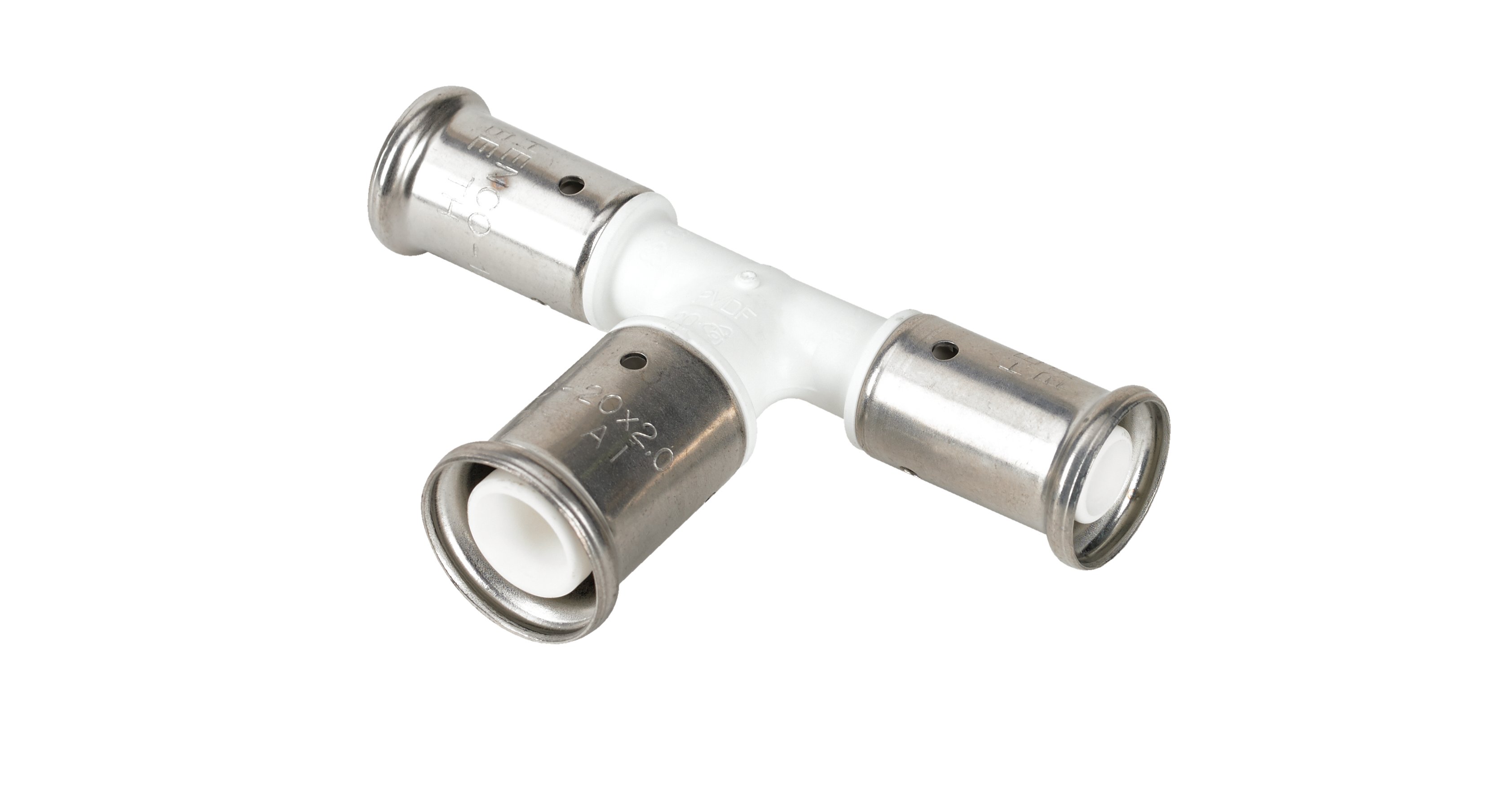 Komposiittiputket ja -osat Puristus T-haara Henco PVDF 20x26x20mm