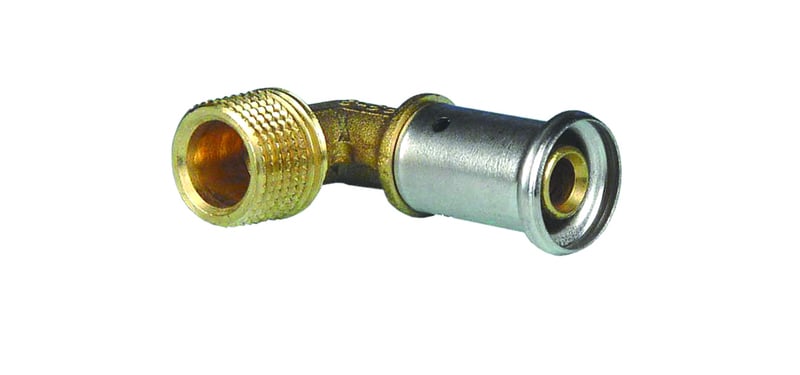 Komposiittiputket ja -osat Puristuskulma Henco 16mm x 3/8" UK 90° MS