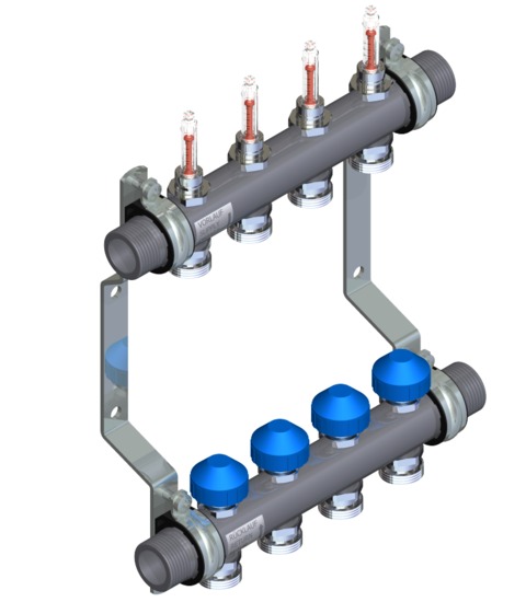 Lattialämmitysputket ja -tarvikkeet Lattialämmitysjakotukki RauHeat FLOW 8-p RST 1"