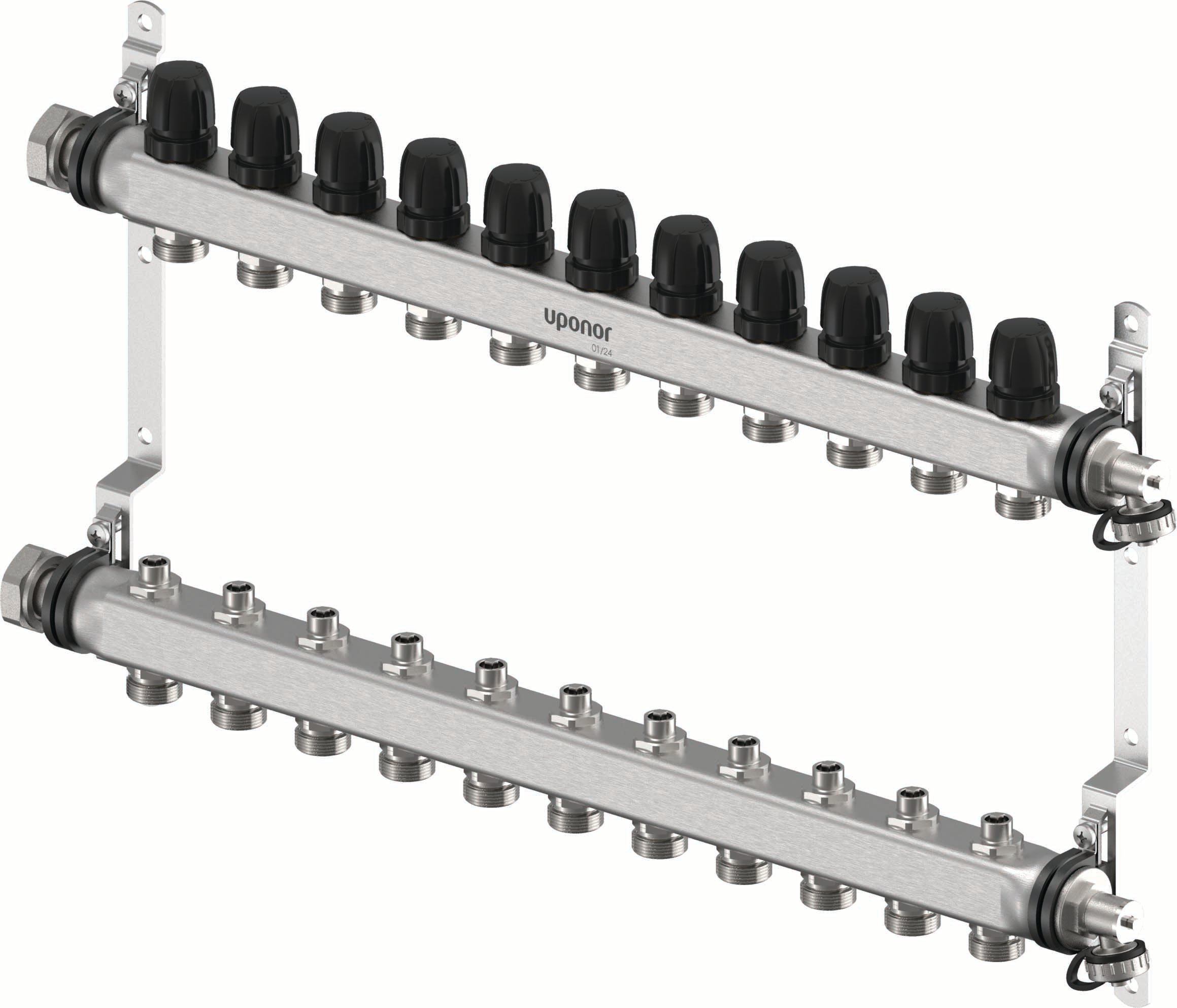 1 - Lattialämmitysputket ja -tarvikkeet Jakotukki Uponor Vario S 11xG3/4-G1 RST 660mm