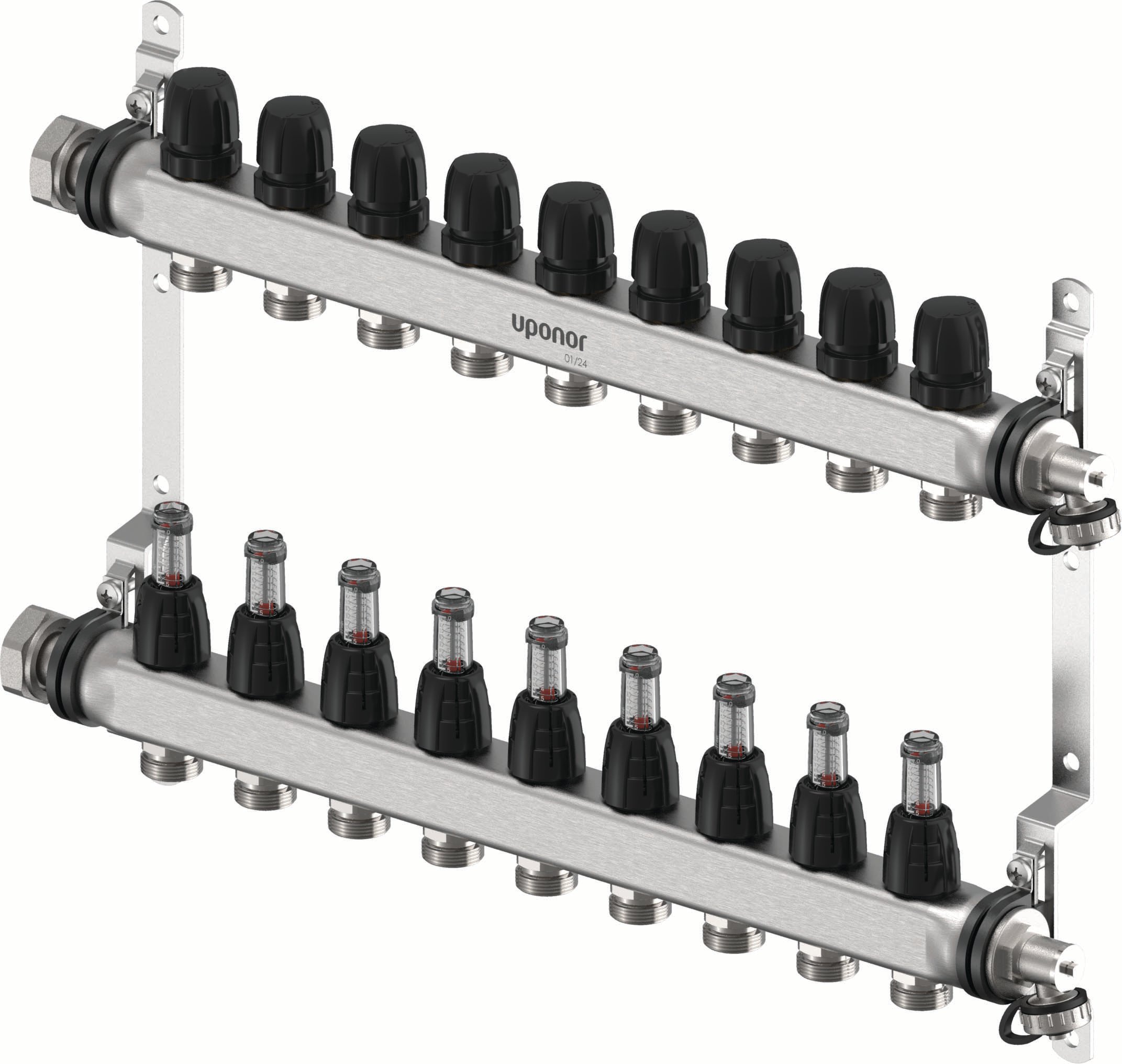 Lattialämmitysputket ja -tarvikkeet Jakotukki RST FM 9-lähtöä G3/4-G1 560x235x40mm