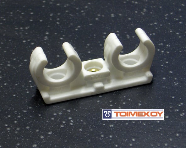1 - Putken kiinnitys Putkikiinnike 2x10mm muovi valkoinen