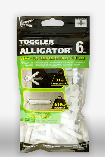 Kiinnitys-, tiivistys- ja merkitsemistarvikkeet Yleistulppa Toggler Alligator AF 6x31mm 100kpl