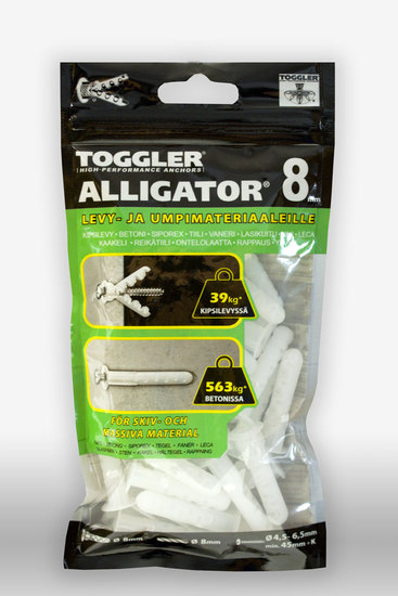 1 - Kiinnitys-, tiivistys- ja merkitsemistarvikkeet Yleistulppa Toggler Alligator AF8 8x42mm 50kpl