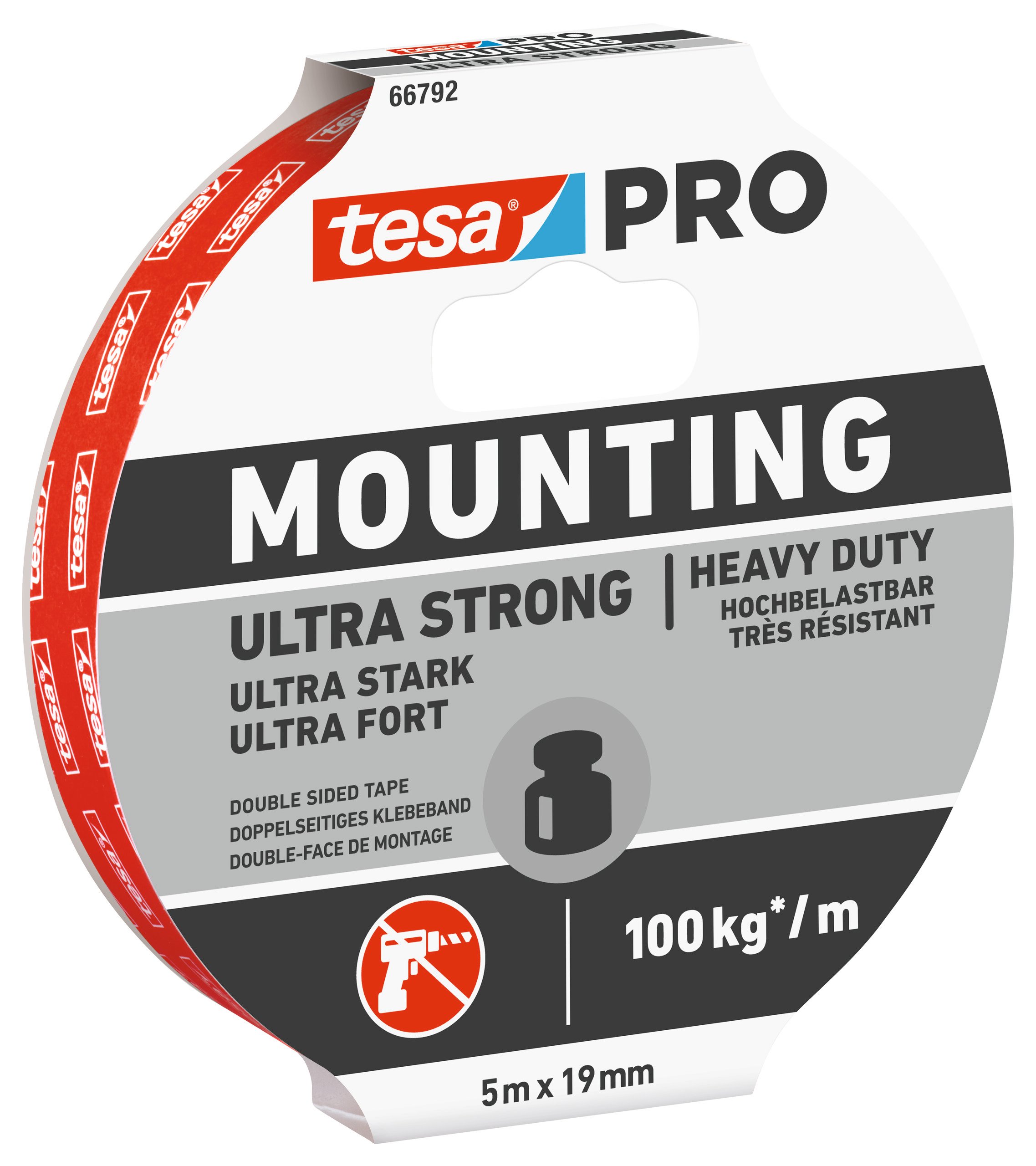 Kiinnitys-, tiivistys- ja merkitsemistarvikkeet Asennusteippi tesa PRO Ultra Strong 19mm x 5m valkoinen