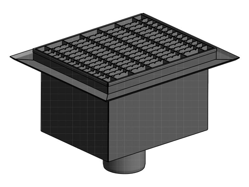 1 - Kaivot ja kaivotarvikkeet Hiekanerotuskaivo 110 pysty RST massalattia 376x306mm