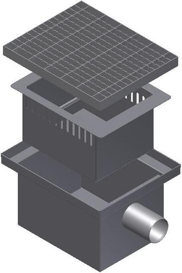 1 - Kaivot ja kaivotarvikkeet Hiekanerotuskaivo vaaka RST 75mm 376x306mm