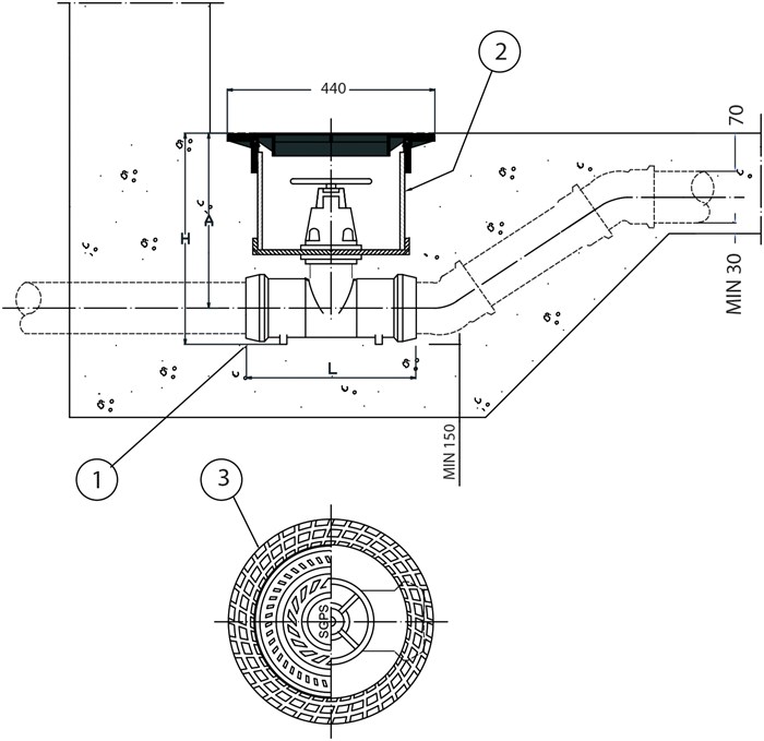 1 - Kaivot ja kaivotarvikkeet Sulkuventtiilikaivo DN100 400x400x430mm PAM