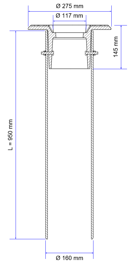1 - Kaivot ja kaivotarvikkeet Venttiilihattu säädettävä 275x150/950mm
