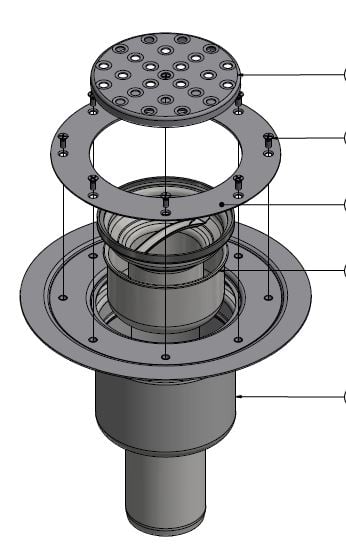 1 - Kaivot ja kaivotarvikkeet Lattiakaivo RST pysty 75mm Altro irr.vesilukko