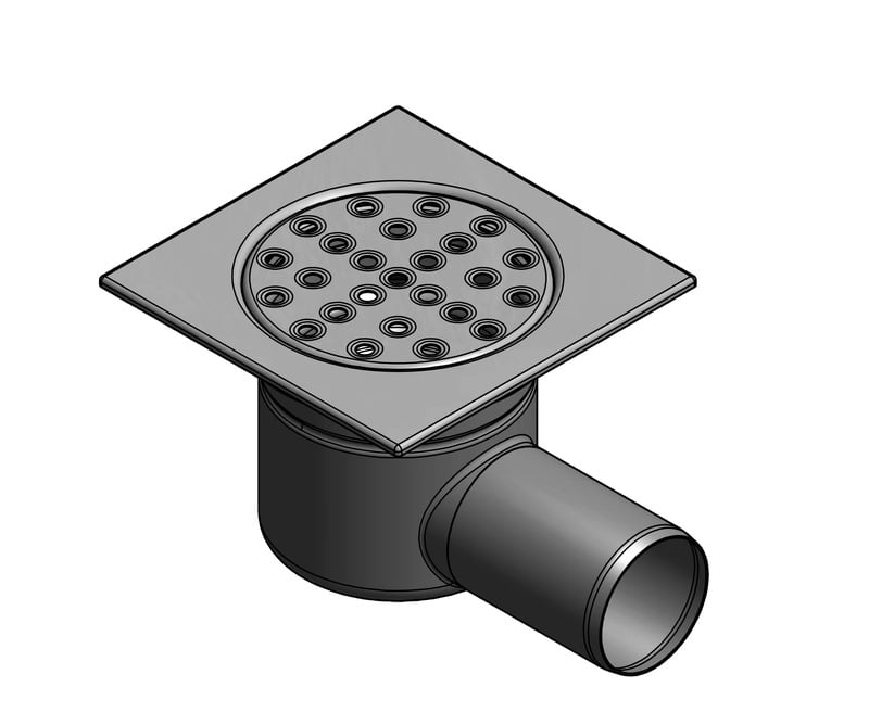 1 - Kaivot ja kaivotarvikkeet Lattiakaivo vaaka RST 75mm 130x130mm laattalattia