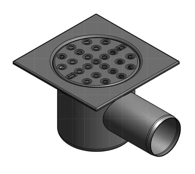 1 - Kaivot ja kaivotarvikkeet Lattiakaivo RST vaaka 75mm 130mm kiinteä vesilukko