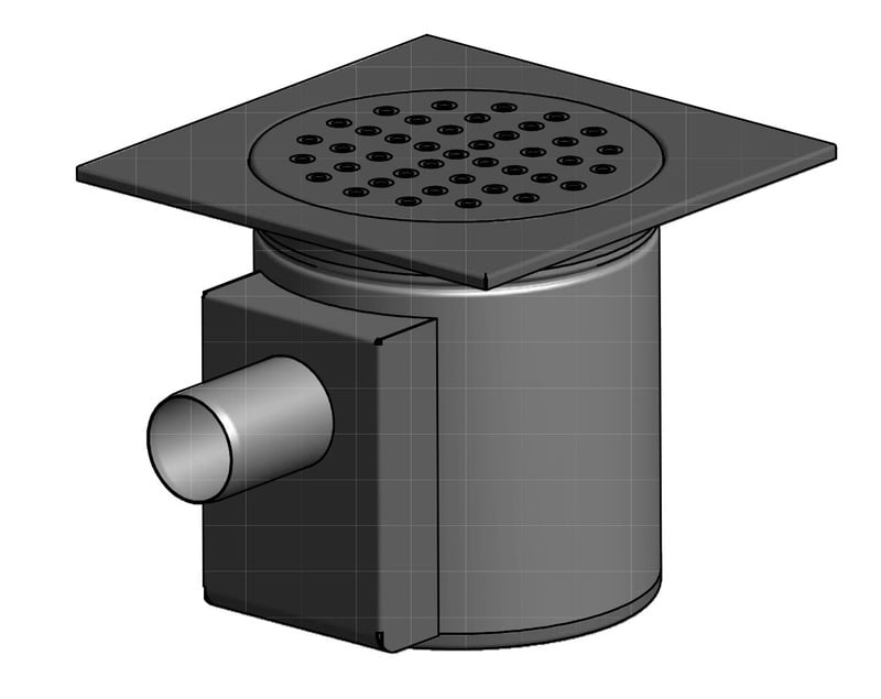 1 - Kaivot ja kaivotarvikkeet Pönttökaivo 75 vaaka RST laattalattialle 350x350x303mm