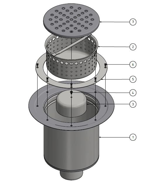 1 - Kaivot ja kaivotarvikkeet Pönttökaivo pysty 110mm RST Altromattolattia