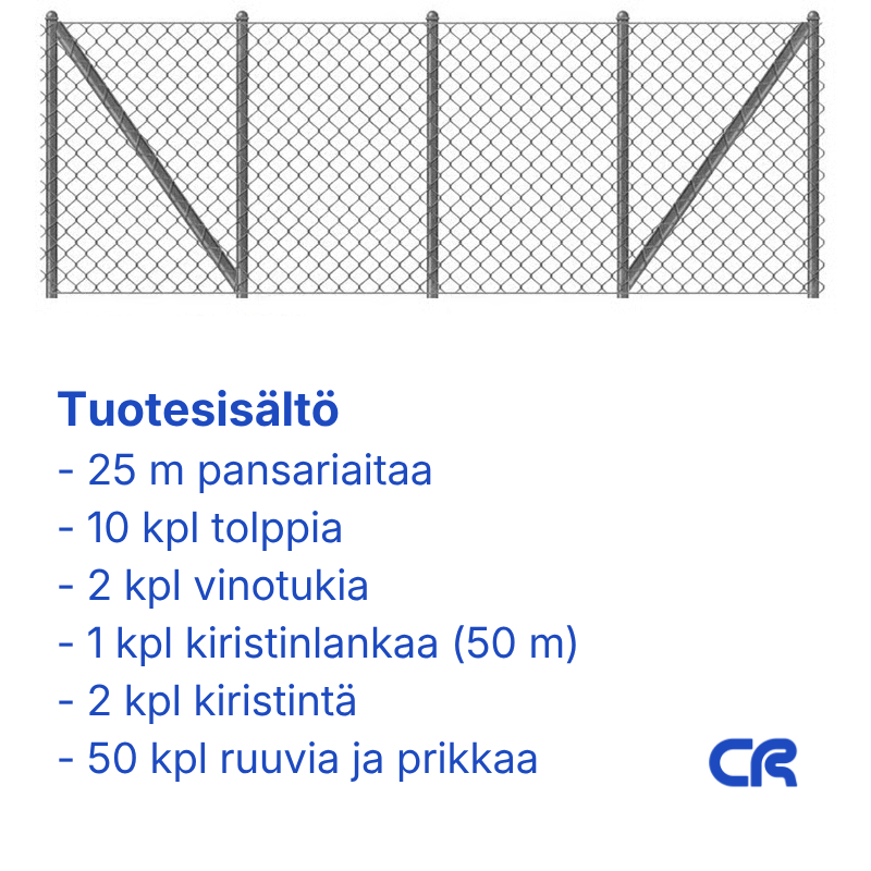1 - Panssariaidat Panssariaitasetti 25m 1000mm sis. tarvittavat osat