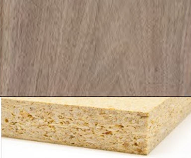 1 - Puu ja kipsilevyt Lastulevy P2 pähkinä viilutettu molemmin puolin 18x3045x1290mm