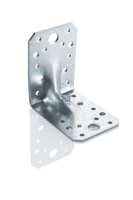 Kiinnittäminen Kulma vahvistettu Kuumasinkitty 90x90x65x2.5mm 100kpl